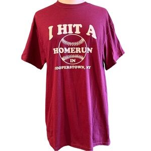 Maroon Cooperstown NY Graphic T-Shirt Hall Of Fame MLB I Hit A Home Run Medium